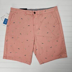 Jachs Men's Pink Surfer Print Stretch Twill Chino Bleecker Shorts Size 33 NWT